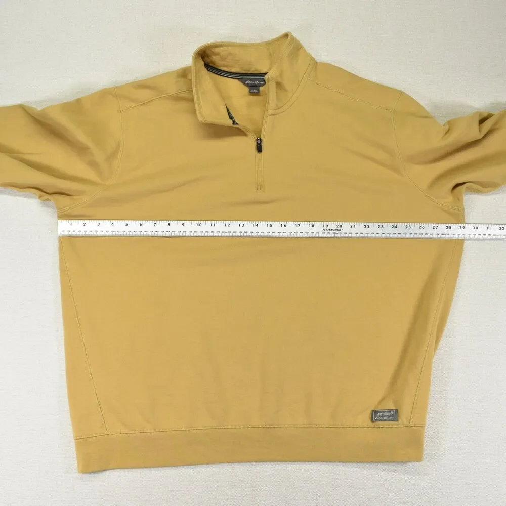 Eddie Bauer Mens 2XL Gold Yellow Quarter Zip Pullover Sweater Casual Outdoor
